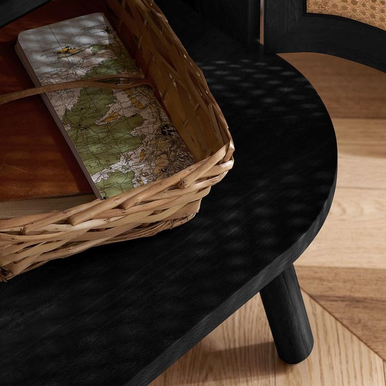 Noah Small Sideboard - 100cm - 2 Door - Black and Rattan