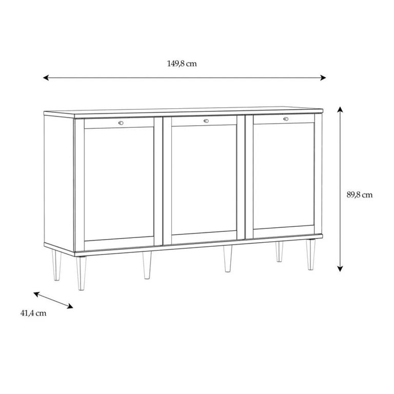 Calasetta Sideboard - 3 Door - Medium - Rattan