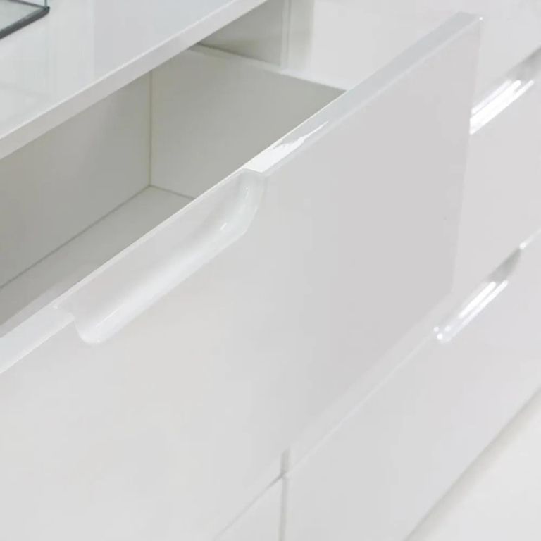 Sienna Sideboard - 2 Door - 4 Drawer - Wide - White Gloss