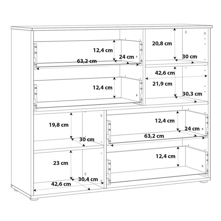Sienna Sideboard - 2 Door - 4 Drawer - Wide - White Gloss