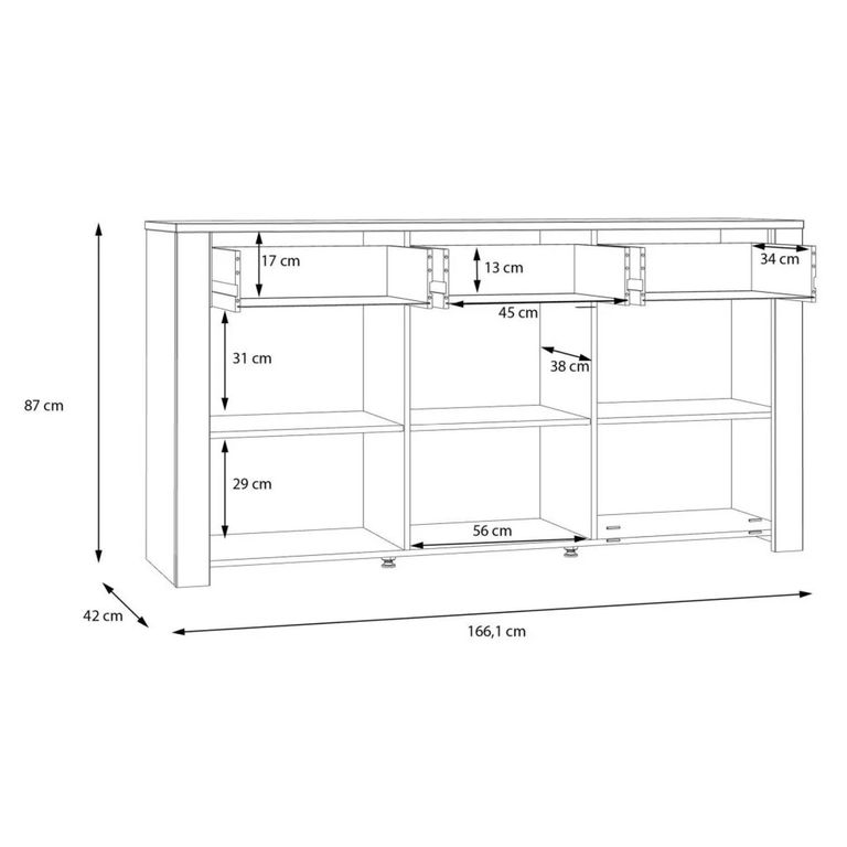 Bohol Sideboard - 3 Door - 3 Drawer - Large - White