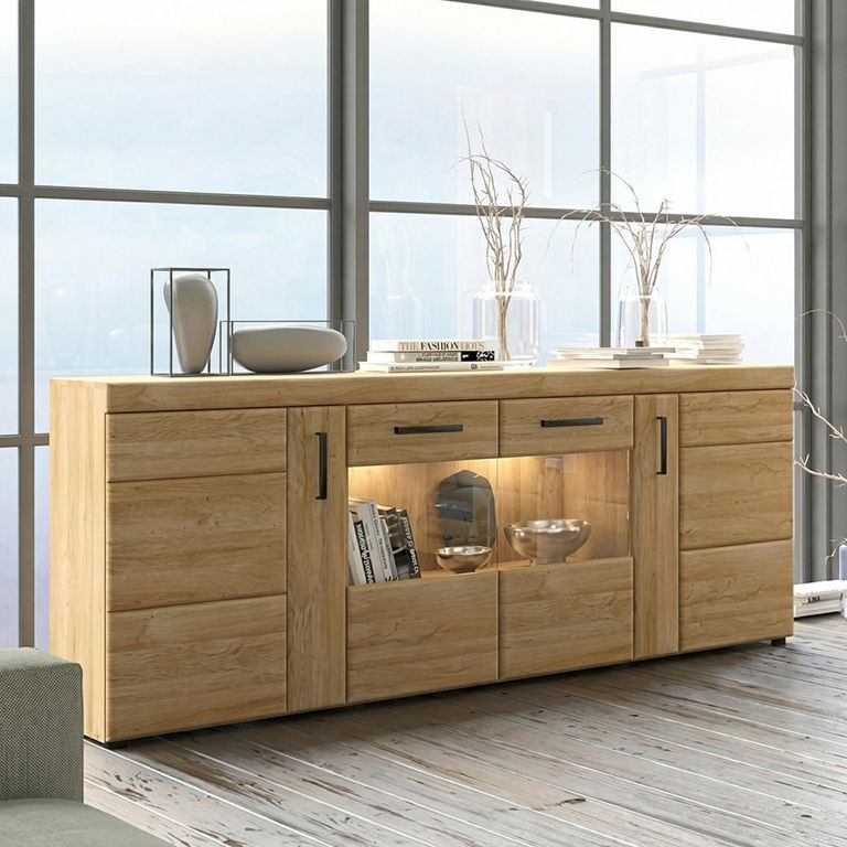 Cortina Sideboard - 4 Door - Extra Large - Glazed - Oak
