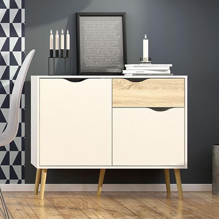 Oslo Sideboard - 2 Door - 1 Drawer - Small - White and Oak