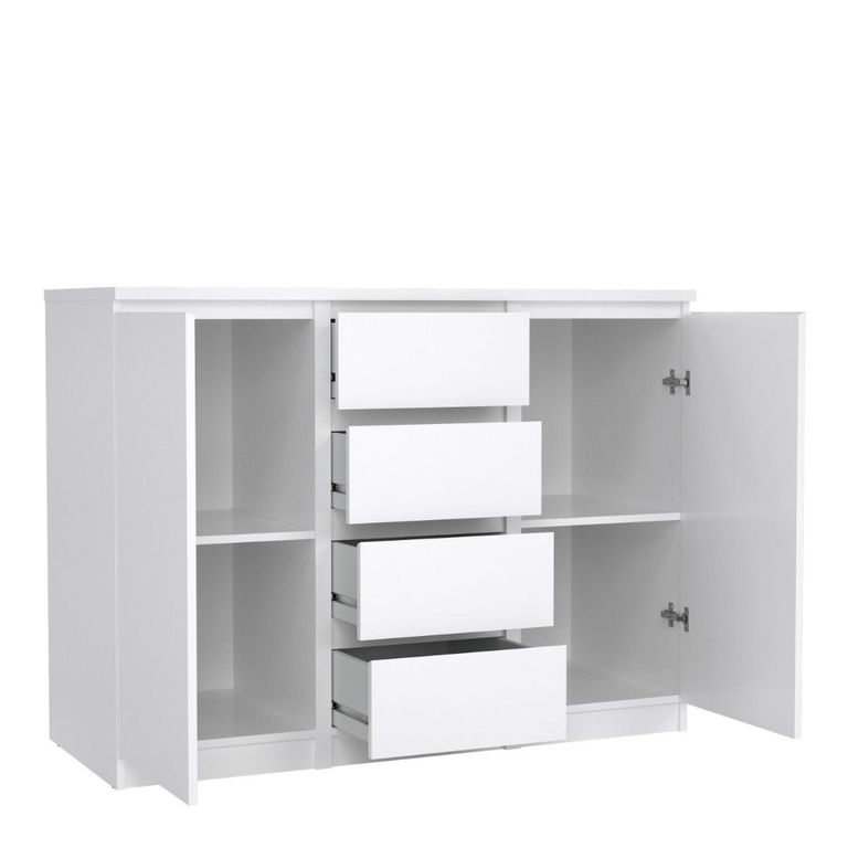 Naia Sideboard - 2 Door - 4 Drawer - Medium - White High Gloss