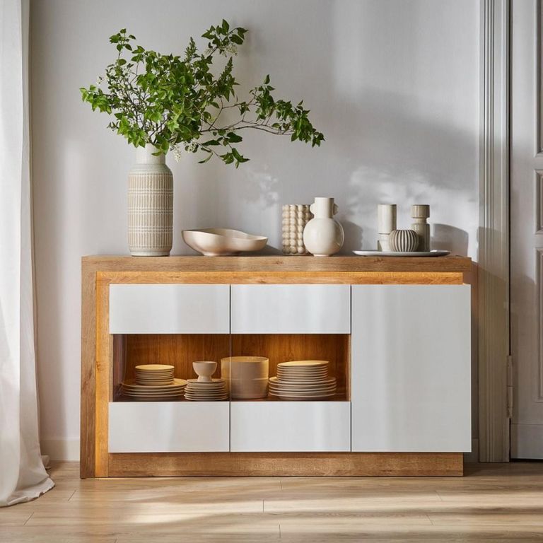 Lyon Sideboard - 3 Door - Medium - Glazed - Oak