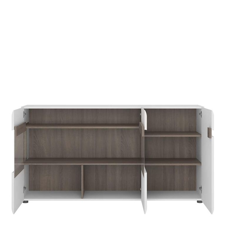 Chelsea Sideboard - 3 Door - Large - Glazed - White Gloss