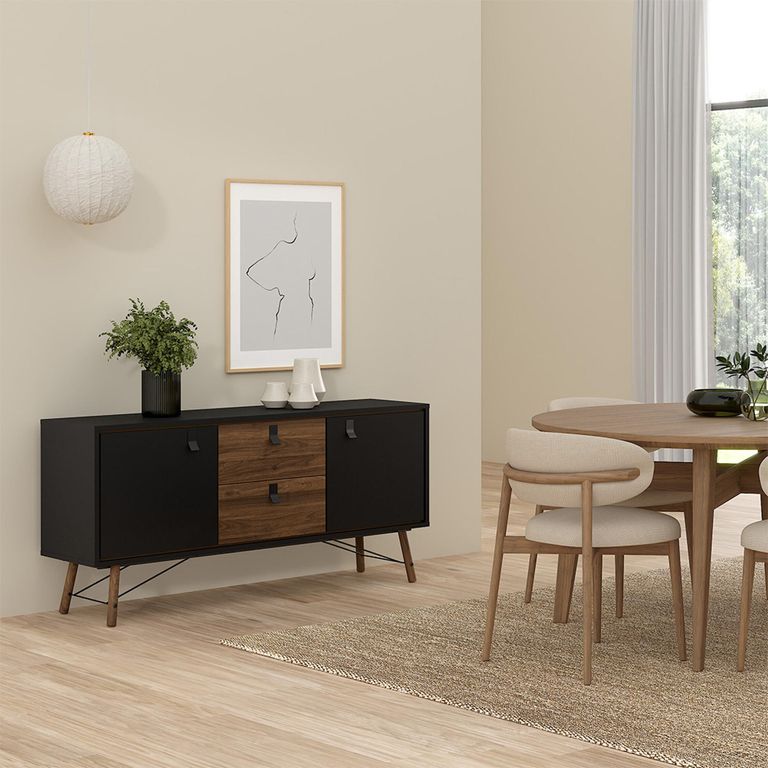 Ry Sideboard - 2 Door - 2 Drawer - Medium - Black