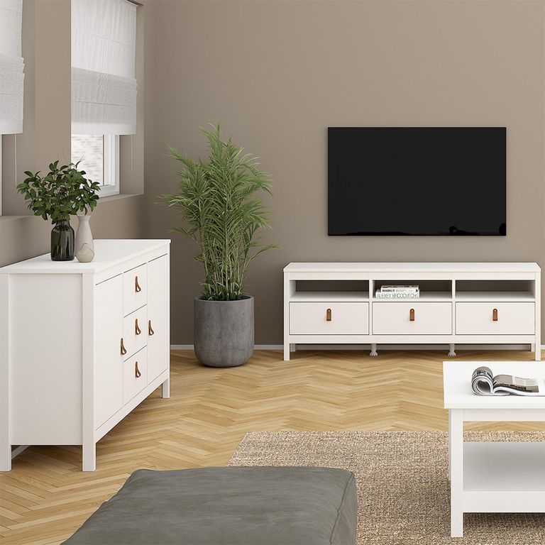 Barcelona Sideboard - 2 Door - 3 Drawer - Medium - White