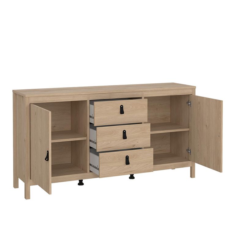 Barcelona Sideboard - 2 Door - 3 Drawer - Medium - Jackson Hickory Oak