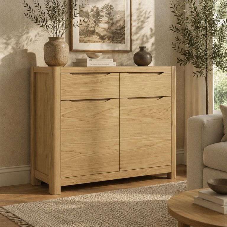 Stockholm Compact Sideboard - 2 Door 2 Drawer - Oak
