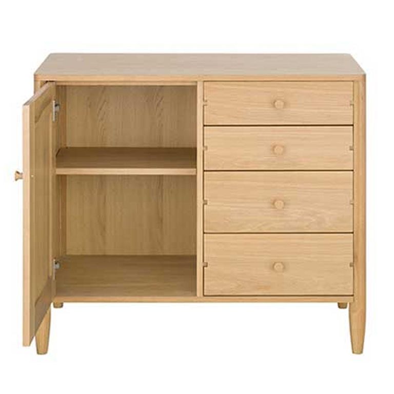 Clearance - Capena Small Sideboard - 1 Door 4 Drawer - Oak - A569