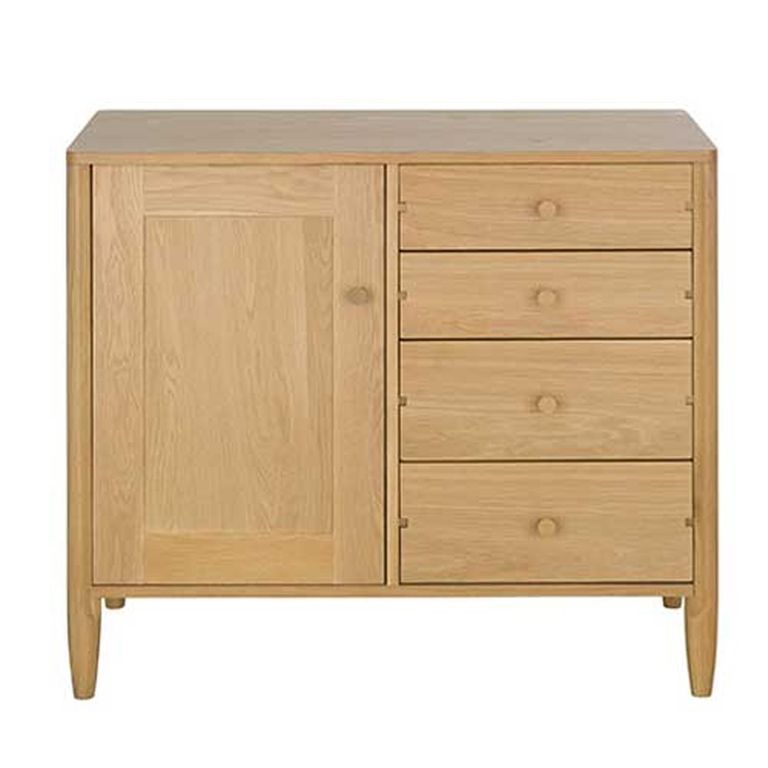 Clearance - Capena Small Sideboard - 1 Door 4 Drawer - Oak - A569