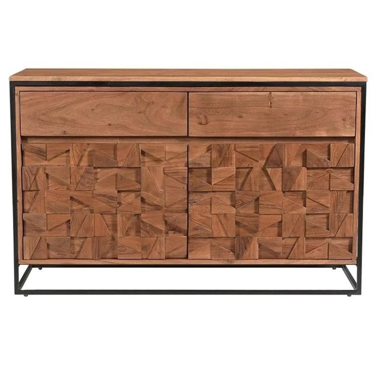 Axis Acacia Wood Sideboard - Small - 2 Door - Geometric