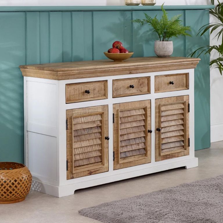 Alfie Sideboard - 3 Door - Medium - 140cm - White - Mango Wood
