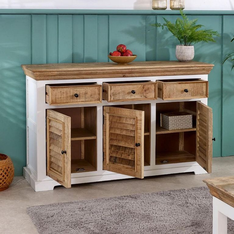 Alfie Sideboard - 3 Door - Medium - 140cm - White - Mango Wood