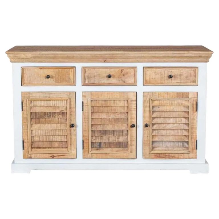 Alfie Sideboard - 3 Door - Medium - 140cm - White - Mango Wood
