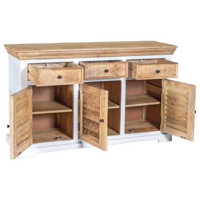 Alfie Sideboard - 3 Door - Medium - 140cm - White - Mango Wood