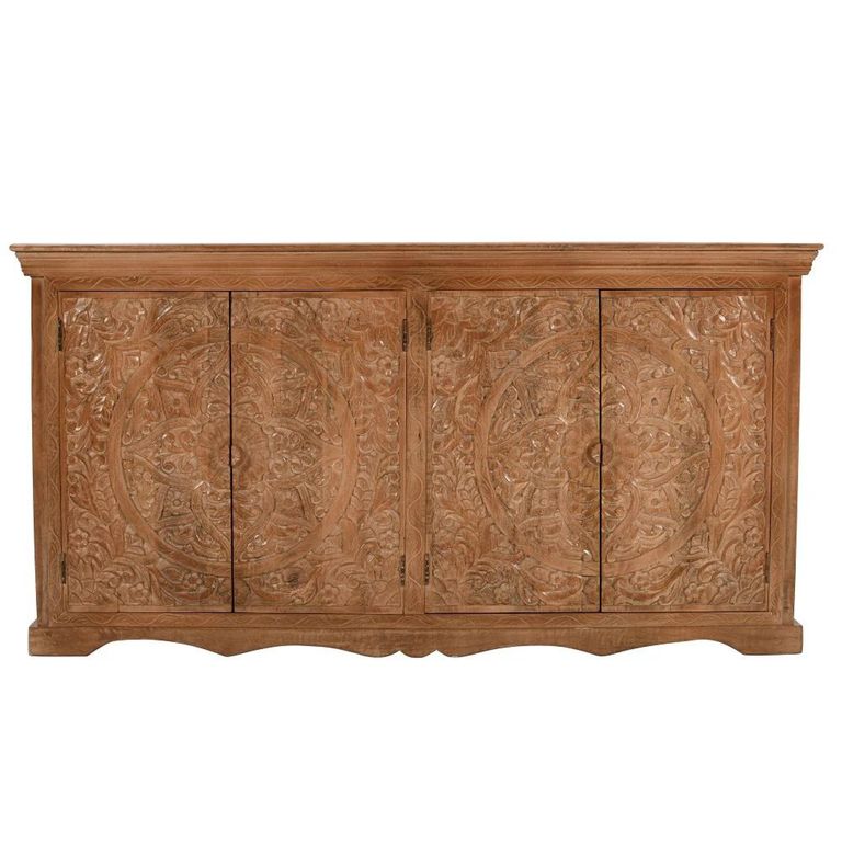 Artwork Carved Sideboard - 4 Door - Extra Large - Mango Wood