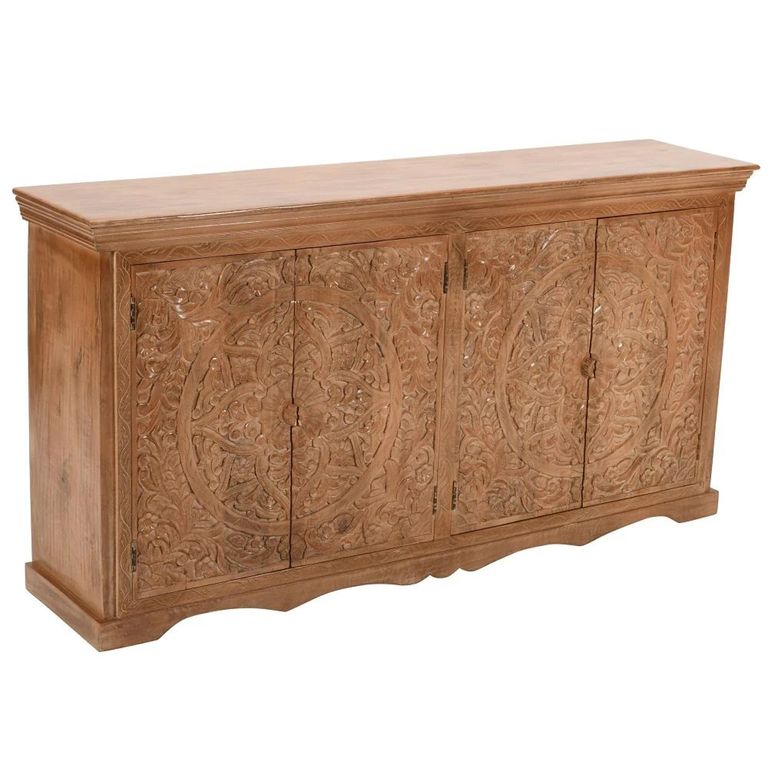Artwork Carved Sideboard - 4 Door - Extra Large - Mango Wood