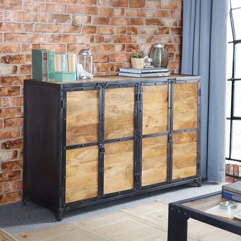 Ascot Sideboard - 4 Door - Medium - Industrial - Wood and Iron