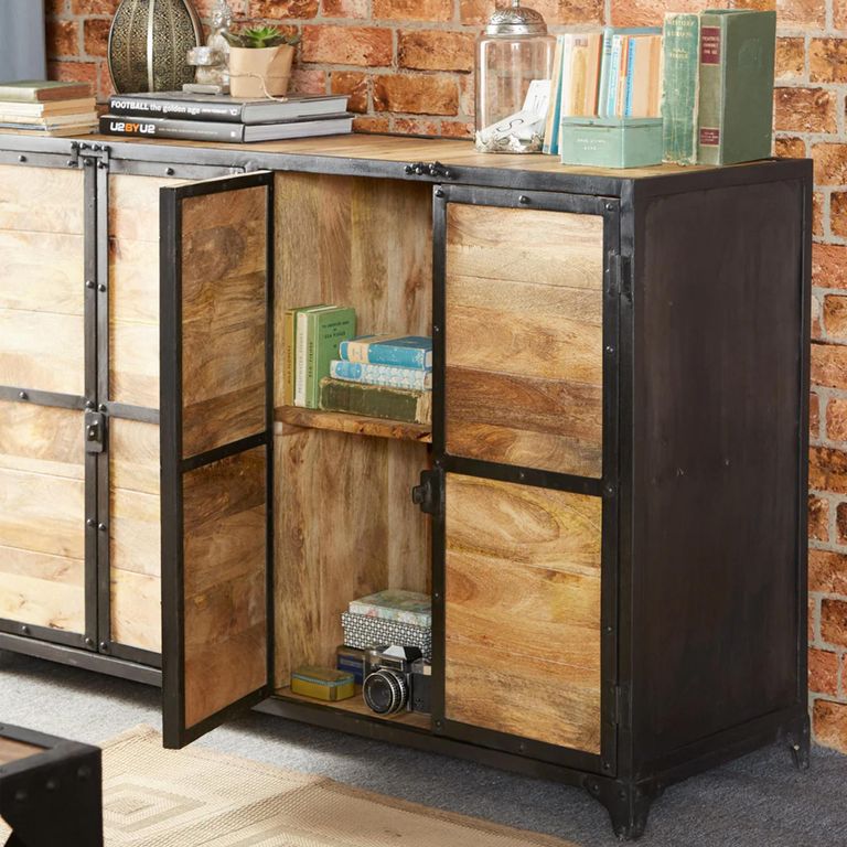 Ascot Sideboard - 4 Door - Medium - Industrial - Wood and Iron
