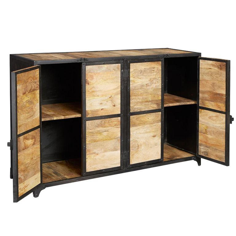 Ascot Sideboard - 4 Door - Medium - Industrial - Wood and Iron