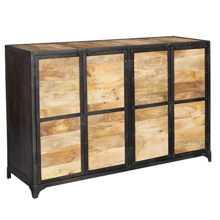 Ascot Sideboard - 4 Door - Medium - Industrial - Wood and Iron