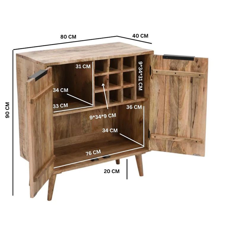 Surrey Drinks Cabinet - 2 Door - Solid Mango Wood