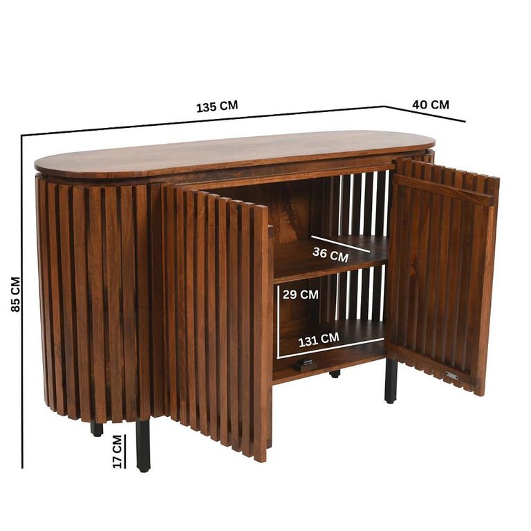 Slatted Sideboard - 2 Door - Medium - Slatted - Mango Wood