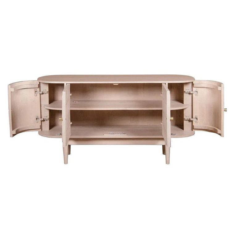 Valencia Sideboard - 4 Door - Medium - Curved - Natural Rattan and Mango Wood