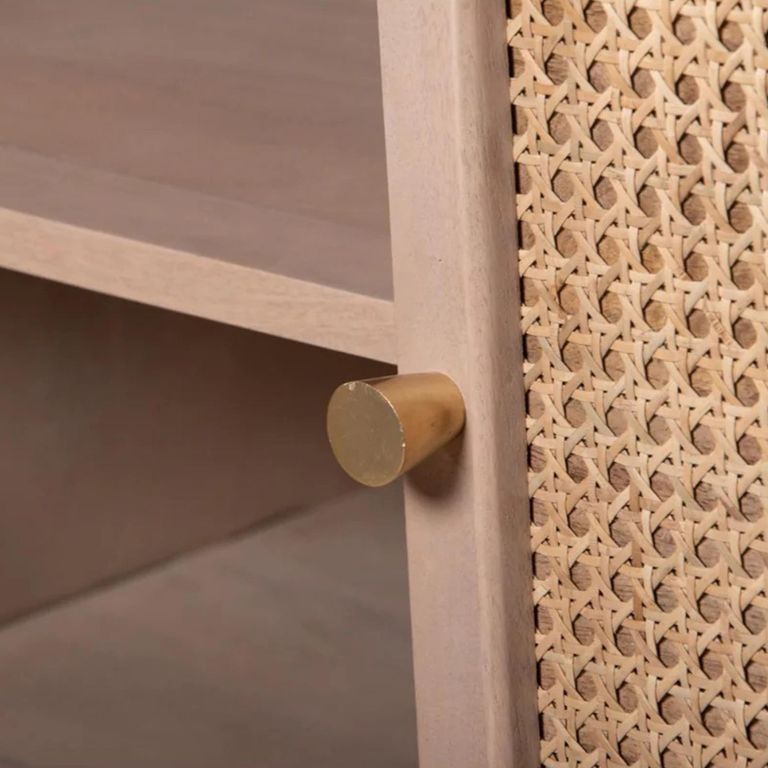 Valencia Sideboard - 4 Door - Medium - Curved - Natural Rattan and Mango Wood