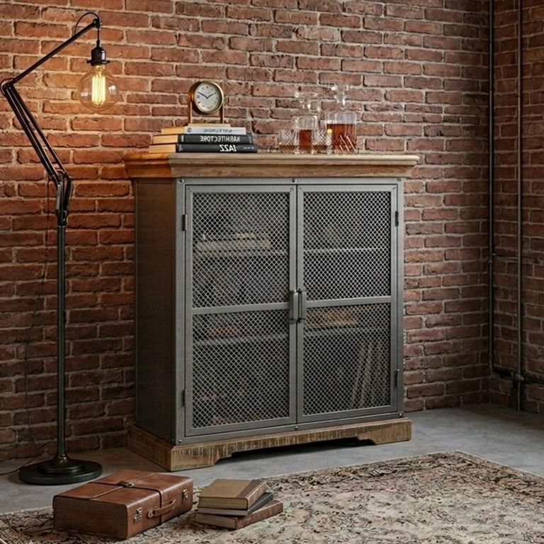 Metropolis Sideboard - 2 Door - Small - Industrial - Solid Wood and Metal
