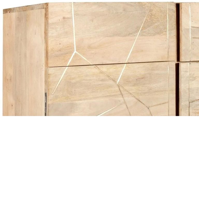 Sideboard - 2 Door 2 Drawer - Small - Hairpin Legs - Gold Geometric Inlay - Light Mango Wood