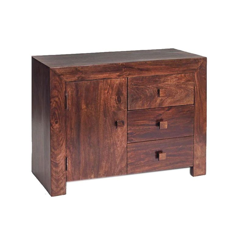 Dakota Sideboard - 1 Door 3 Drawer - Small - Dark Mango Wood