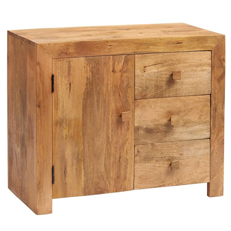 Dakota Sideboard - 1 Door 3 Drawer - Small - Light Mango Wood
