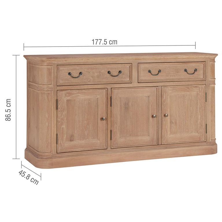 Cannes Sideboard - 3 Door 2 Drawer - Medium - Timber Wood