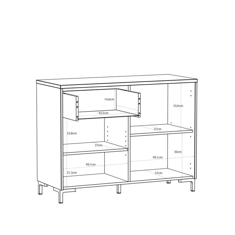 Bixbite Sideboard - 2 Door - 1 Drawer - Small - Fluted - Light Oak and Sand