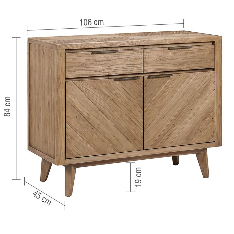 Sorrento Sideboard - 2 Door 2 Drawer - Small - Chevron - Elm Wood