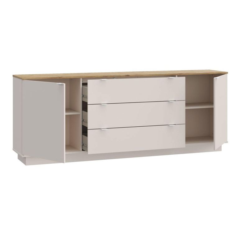 Ganymede Sideboard - 2 Door - 3 Drawer - Extra Large - Light Oak and Sand