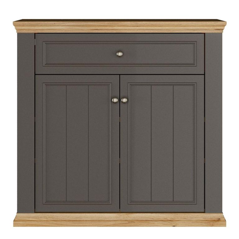 Pontypool Sideboard - 2 Door - 1 Drawer - Small - Dark Grey and Light Oak