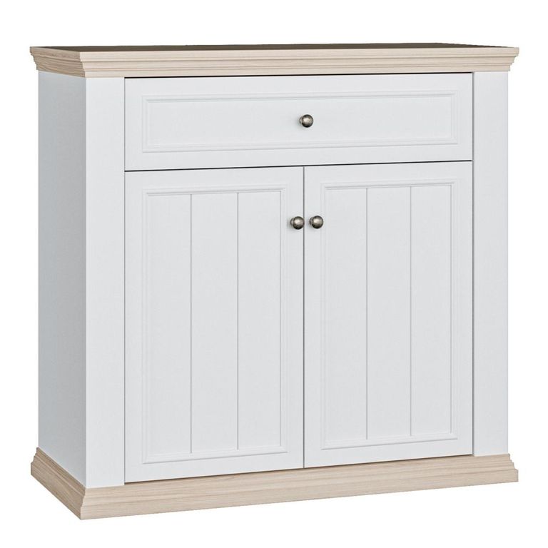 Pontypool Sideboard - 2 Door - 1 Drawer - Small - White and Riva Oak