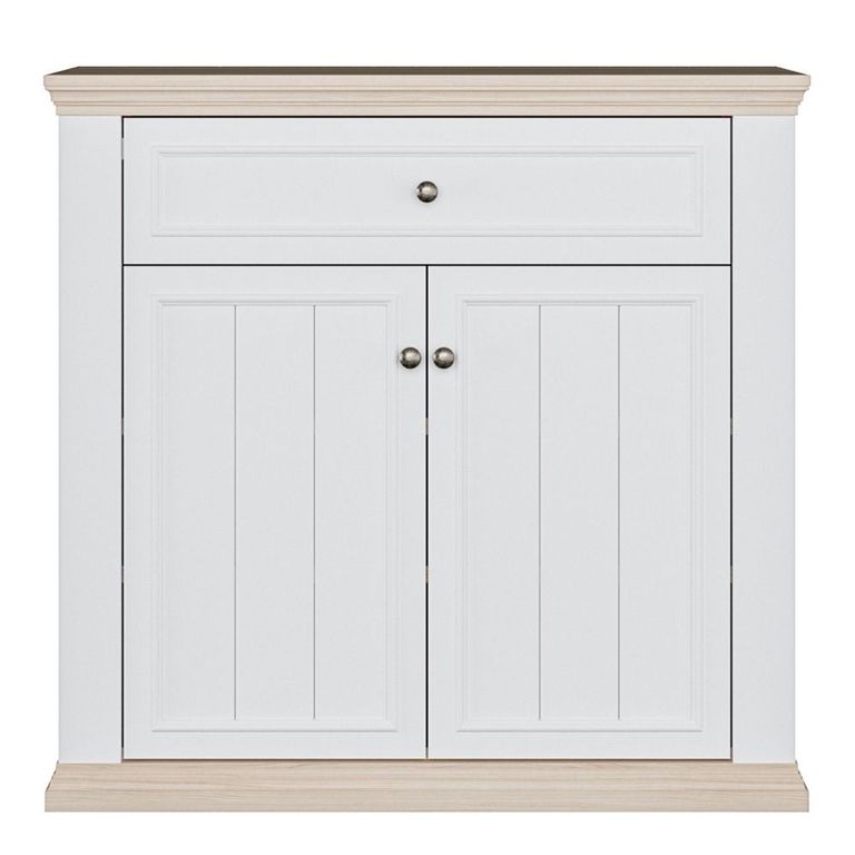 Pontypool Sideboard - 2 Door - 1 Drawer - Small - White and Riva Oak