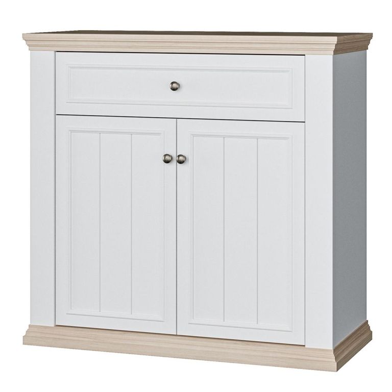 Pontypool Sideboard - 2 Door - 1 Drawer - Small - White and Riva Oak