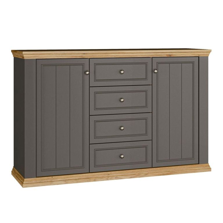 Pontypool Sideboard - 2 Door - 4 Drawer - Medium - Dark Grey and Light Oak