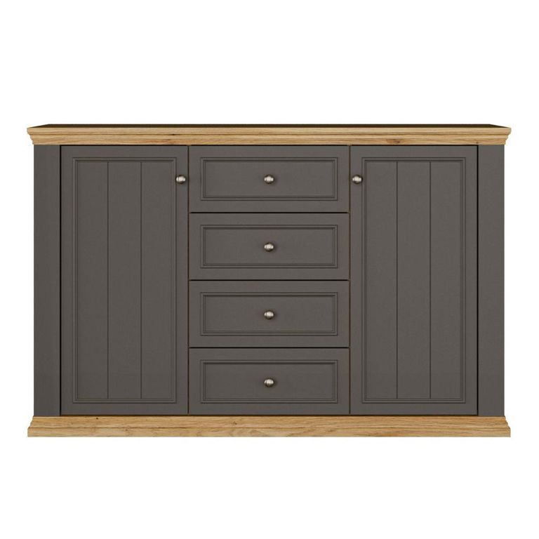 Pontypool Sideboard - 2 Door - 4 Drawer - Medium - Dark Grey and Light Oak