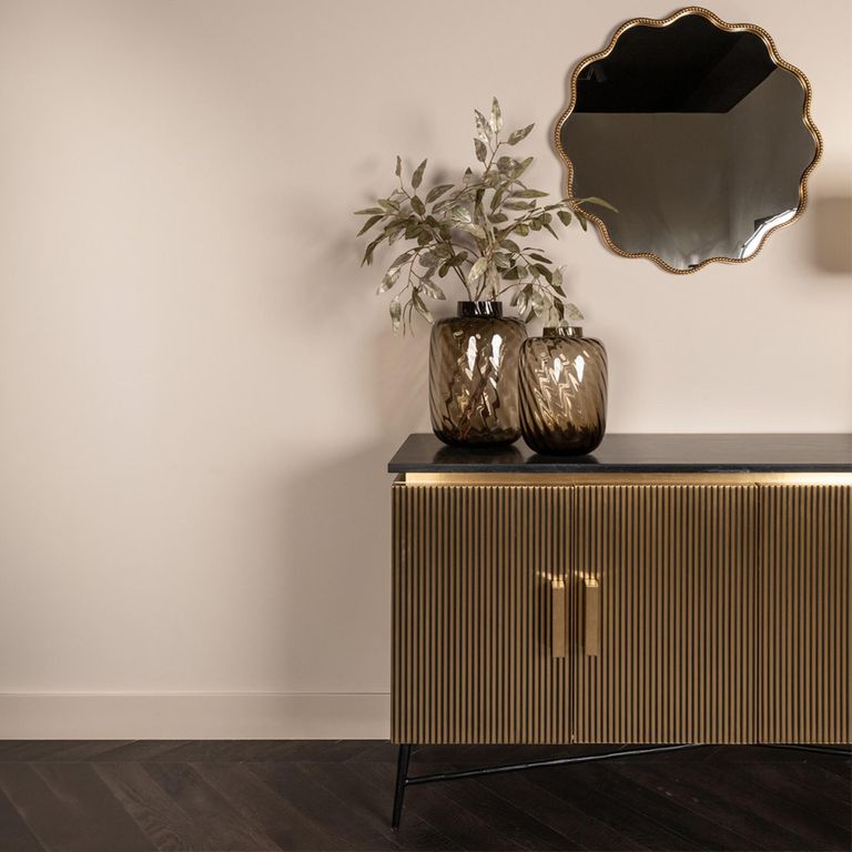 Ironville Brass Ribbed Large 4 Door Sideboard