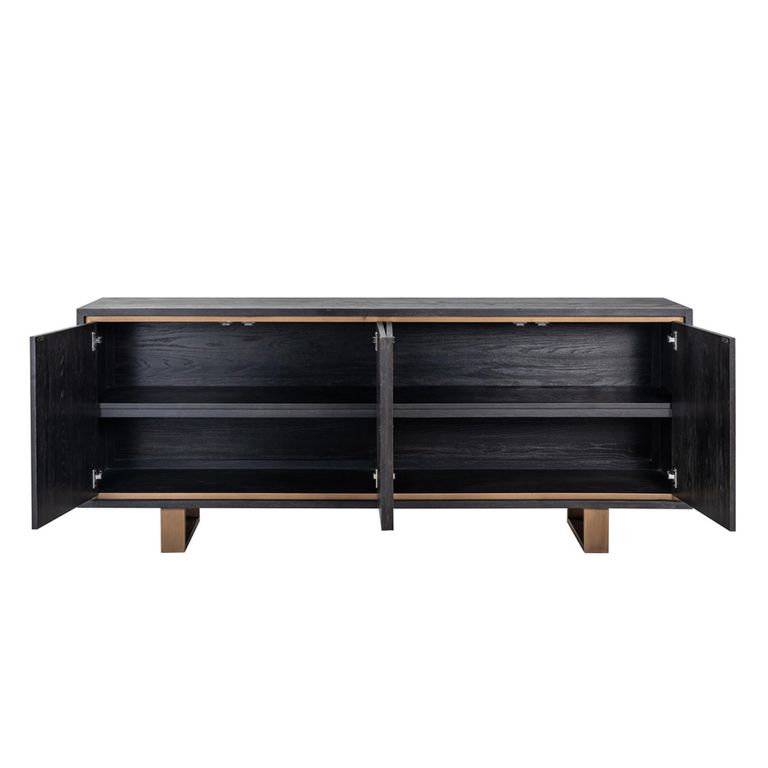 Hunter Black Oak 200cm Extra Large Sideboard with Gold Trim