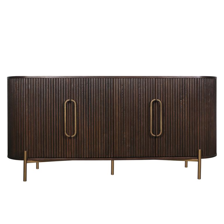 Luxor Brushed Brass Ribbed 4 Door Extra Large Curved Sideboard