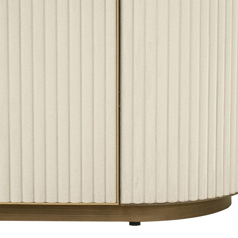 Tivoli Curved Fluted Sideboard - 4 Door - Large - with Gold Trim - White - Ceramic