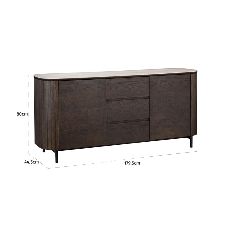 Ritz Beige Ceramic Top Extra Large 2 Door Sideboard